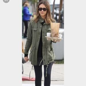 Country Romatic Jacket Women Small Army Green Military Utility Hoodie Detachable